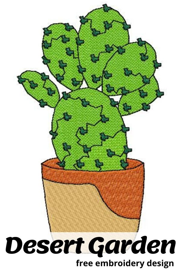 Need a quick gift? Add a sweet cactus to your next  project, dish towel or placemat with this Desert Garden Free Embroidery Design